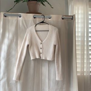 Wild Fable Cream Cropped Fuzzy Sweater